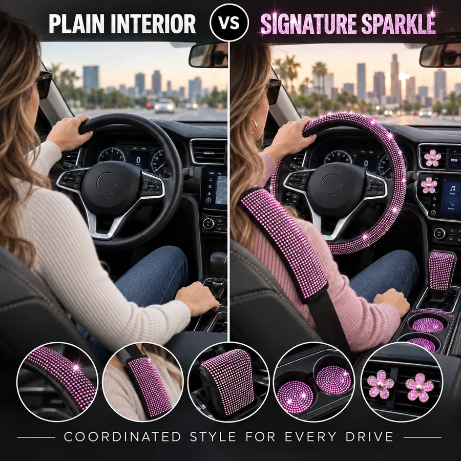 Rhinestone Car Interior Accessory Set