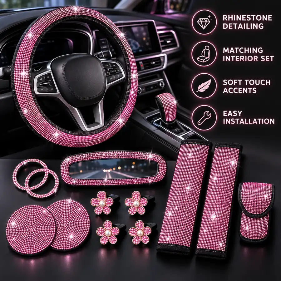 Rhinestone Car Interior Accessory Set